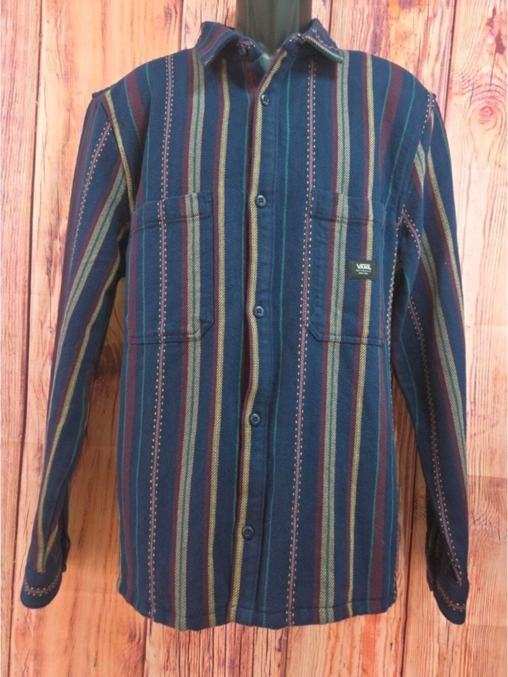 Vans Striped Long Sleeve Classic Fit Shirt Jacket Size XL